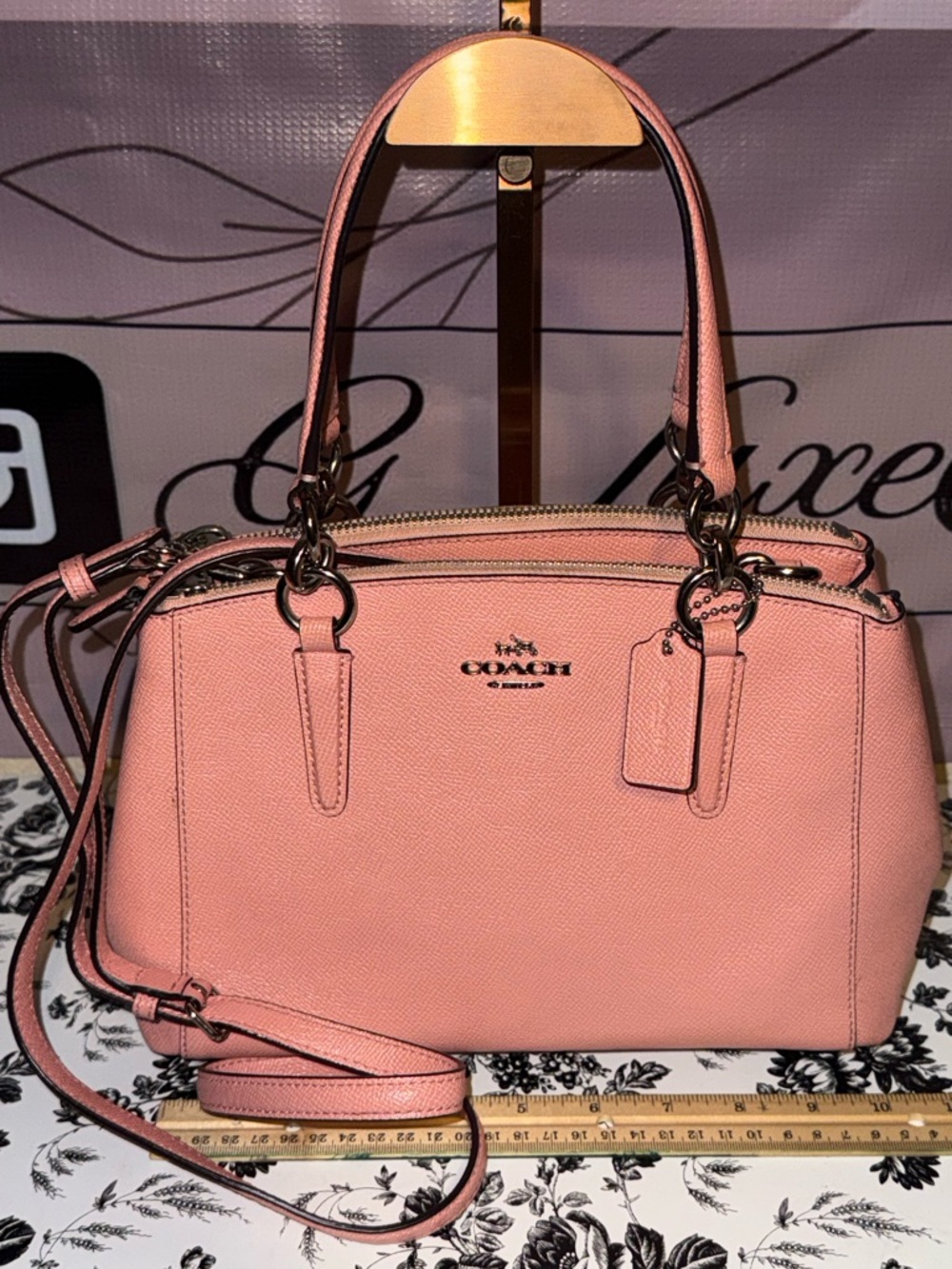 Coach Coral Pink Leather Satchel with Removable Strap